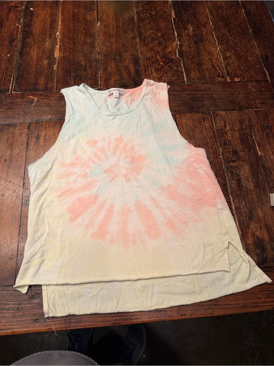 dreamsicle Tops - Tie-Dye Sleeveless Tank Top in Pastel Coral & Aqua